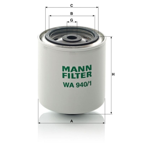 K&uuml;hlmittelfilter MANN-FILTER WA 940/1 f&uuml;r DAF FIAT IVECO VOLVO ASTRA ERF SISU