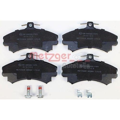 Bremsbelagsatz, Scheibenbremse METZGER 1170143 f&uuml;r MITSUBISHI VOLVO, Vorderachse