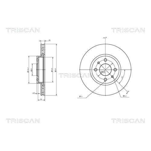 TRISCAN 8120 10101C 2 St&uuml;ck Bremsscheiben COATED f&uuml;r ALFA ROMEO FIAT LANCIA, Vorderachse