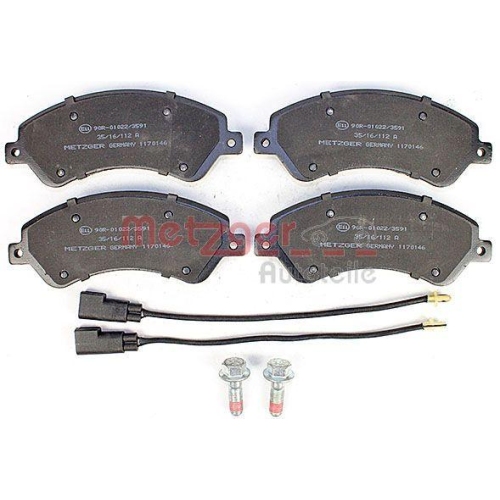 Bremsbelagsatz, Scheibenbremse METZGER 1170146 f&uuml;r FORD, Vorderachse