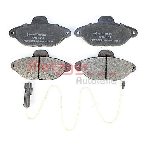 Bremsbelagsatz, Scheibenbremse METZGER 1170147 f&uuml;r FIAT LANCIA, Vorderachse