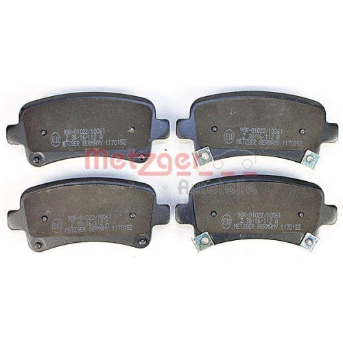 Bremsbelagsatz, Scheibenbremse METZGER 1170152 f&uuml;r OPEL SAAB, Hinterachse