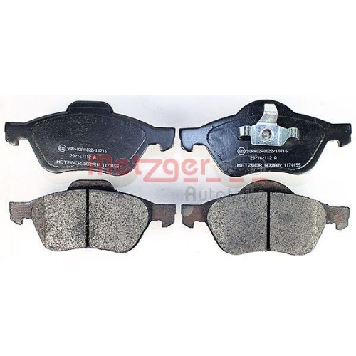 Bremsbelagsatz, Scheibenbremse METZGER 1170155 f&uuml;r RENAULT, Vorderachse