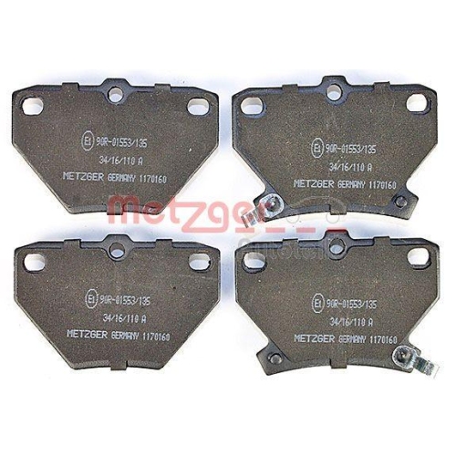 Bremsbelagsatz, Scheibenbremse METZGER 1170160 GREENPARTS f&uuml;r TOYOTA