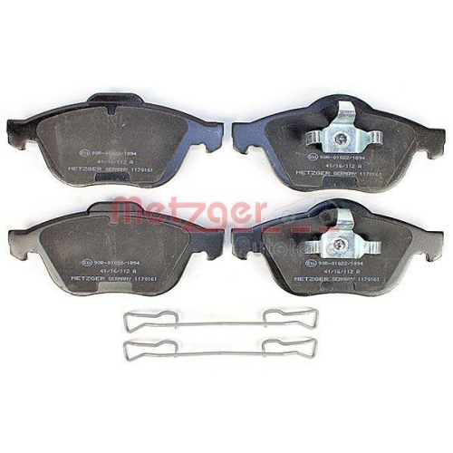 Bremsbelagsatz, Scheibenbremse METZGER 1170161 f&uuml;r RENAULT, Vorderachse