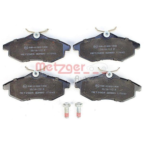 Bremsbelagsatz, Scheibenbremse METZGER 1170163 f&uuml;r CITRO&Euml;N, Vorderachse