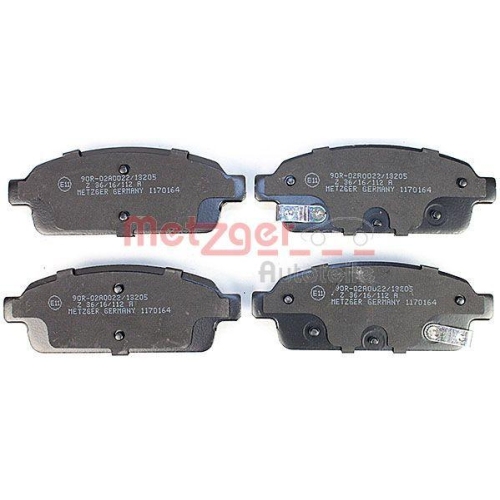 Bremsbelagsatz, Scheibenbremse METZGER 1170164 GREENPARTS f&uuml;r OPEL, Hinterachse