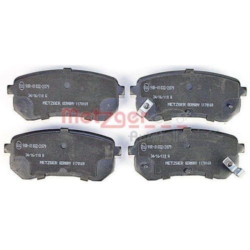 Bremsbelagsatz, Scheibenbremse METZGER 1170169 f&uuml;r KIA, Hinterachse