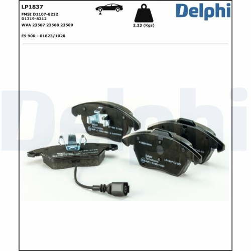 DELPHI LP1837 Bremsbelagsatz, Scheibenbremse für AUDI SEAT SKODA VW VW (FAW)