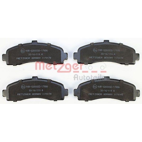 Bremsbelagsatz, Scheibenbremse METZGER 1170178 f&uuml;r NISSAN, Vorderachse