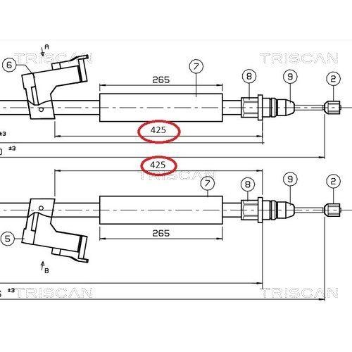 Seilzug, Feststellbremse TRISCAN 8140 27141 f&uuml;r VOLVO, hinten links, links