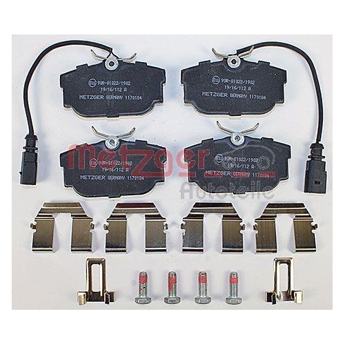 Bremsbelagsatz, Scheibenbremse METZGER 1170184 f&uuml;r FORD SEAT VW VAG, Hinterachse