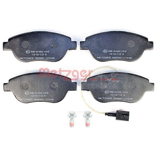 Bremsbelagsatz, Scheibenbremse METZGER 1170185 f&uuml;r FIAT, Vorderachse