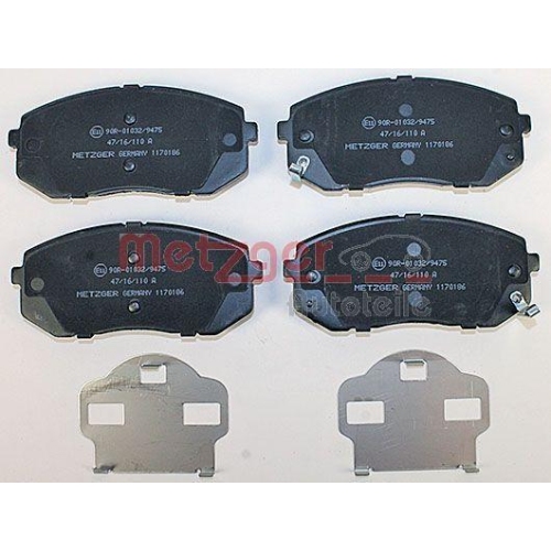 Bremsbelagsatz, Scheibenbremse METZGER 1170186 GREENPARTS f&uuml;r HYUNDAI KIA