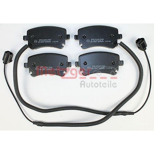 Bremsbelagsatz, Scheibenbremse METZGER 1170190 f&uuml;r VAG, Hinterachse