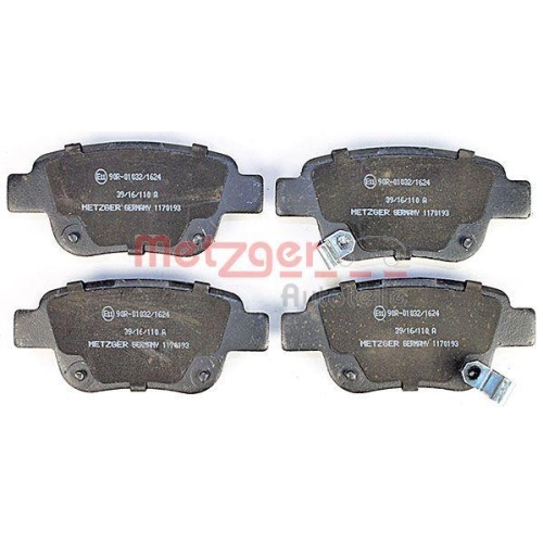 Bremsbelagsatz, Scheibenbremse METZGER 1170193 f&uuml;r TOYOTA, Hinterachse