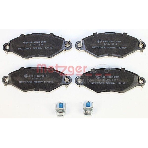 Bremsbelagsatz, Scheibenbremse METZGER 1170199 f&uuml;r PEUGEOT, Vorderachse