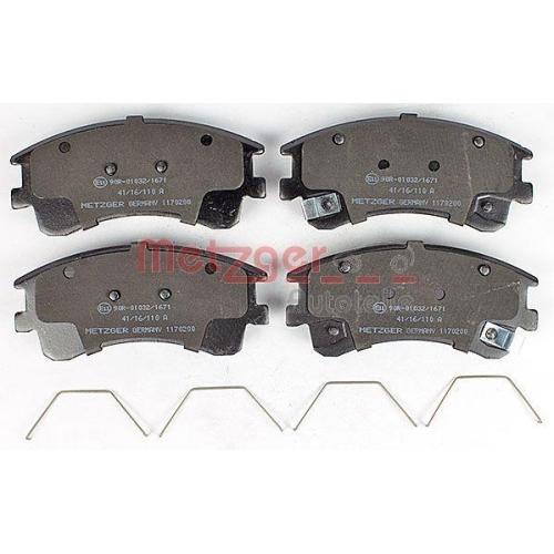 Bremsbelagsatz, Scheibenbremse METZGER 1170200 f&uuml;r MAZDA, Vorderachse