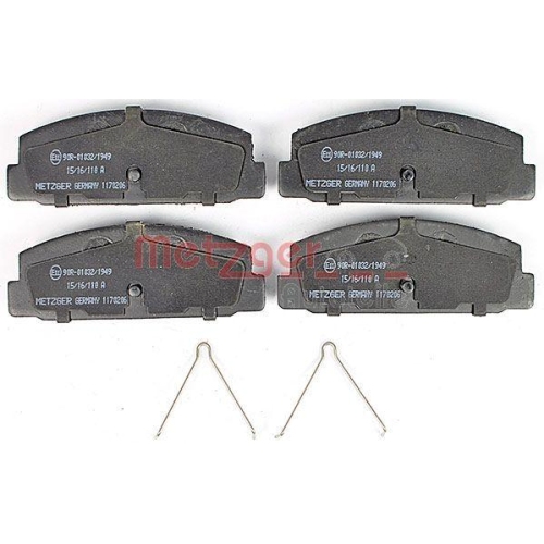 Bremsbelagsatz, Scheibenbremse METZGER 1170206 f&uuml;r MAZDA, Hinterachse