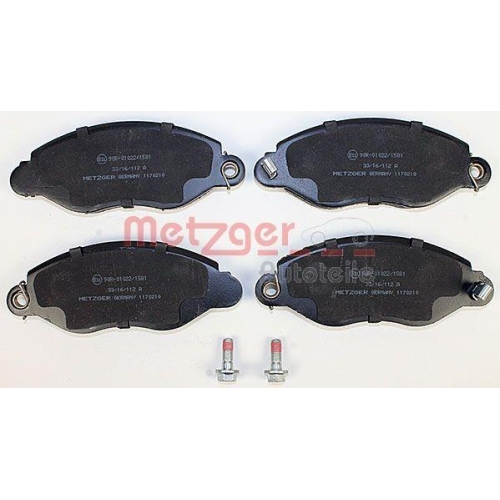 Bremsbelagsatz, Scheibenbremse METZGER 1170210 f&uuml;r FORD, Vorderachse