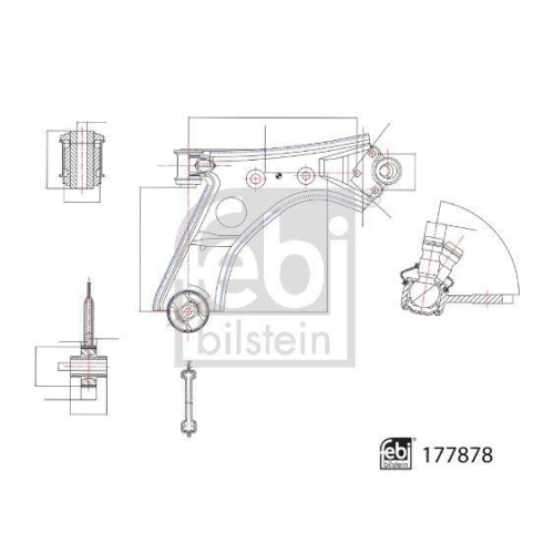 Lenker, Radaufh&auml;ngung FEBI BILSTEIN 177878 f&uuml;r TOYOTA, Vorderachse rechts
