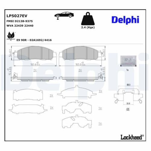DELPHI LP5027EV Bremsbelagsatz, Scheibenbremse f&uuml;r NISSAN NISSAN (DFAC)
