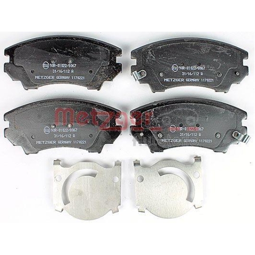 Bremsbelagsatz, Scheibenbremse METZGER 1170221 f&uuml;r OPEL, Vorderachse