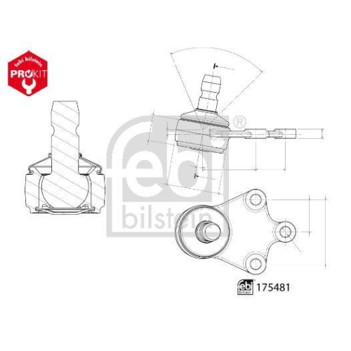 FEBI BILSTEIN Trag-/F&uuml;hrungsgelenk 175481 ProKit f&uuml;r IVECO, Vorderachse links