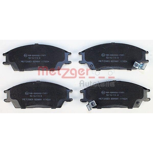 Bremsbelagsatz, Scheibenbremse METZGER 1170224 f&uuml;r HONDA HYUNDAI, Vorderachse