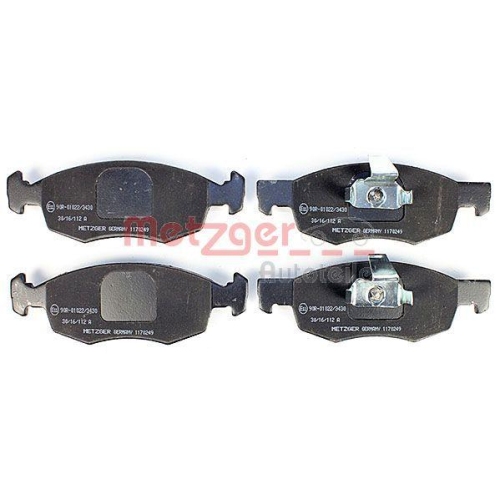 Bremsbelagsatz, Scheibenbremse METZGER 1170249 f&uuml;r FIAT RENAULT, Vorderachse