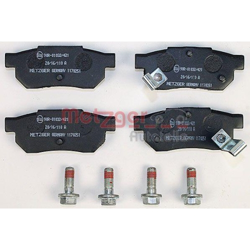 Bremsbelagsatz, Scheibenbremse METZGER 1170251 f&uuml;r HONDA ROVER, Hinterachse