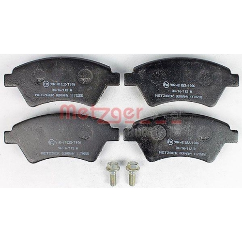 Bremsbelagsatz, Scheibenbremse METZGER 1170255 f&uuml;r RENAULT, Vorderachse