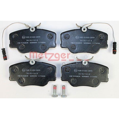 Bremsbelagsatz, Scheibenbremse METZGER 1170258 f&uuml;r MERCEDES-BENZ, Vorderachse