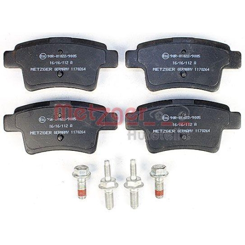 Bremsbelagsatz, Scheibenbremse METZGER 1170264 f&uuml;r CITRO&Euml;N, Hinterachse