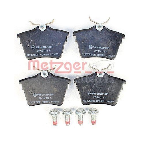 Bremsbelagsatz, Scheibenbremse METZGER 1170269 f&uuml;r PEUGEOT, Hinterachse