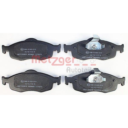 Bremsbelagsatz, Scheibenbremse METZGER 1170273 f&uuml;r FORD, Vorderachse