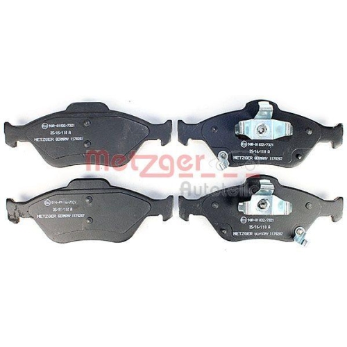 Bremsbelagsatz, Scheibenbremse METZGER 1170287 f&uuml;r TOYOTA, Vorderachse