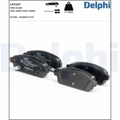 DELPHI LP2167 Bremsbelagsatz, Scheibenbremse f&uuml;r OPEL VAUXHALL CHEVROLET