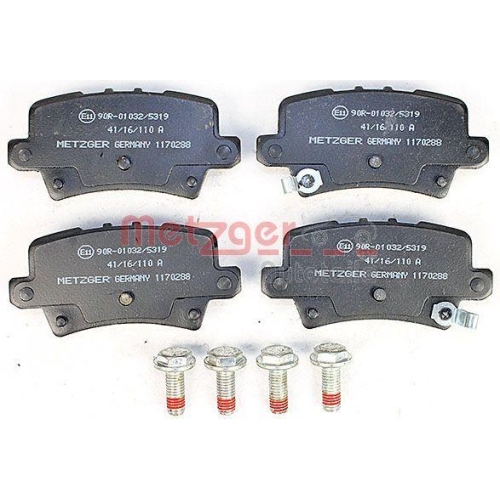 Bremsbelagsatz, Scheibenbremse METZGER 1170288 f&uuml;r HONDA, Hinterachse