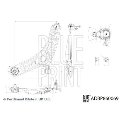 Lenker, Radaufh&auml;ngung BLUE PRINT ADBP860069 f&uuml;r HYUNDAI KIA, Vorderachse links