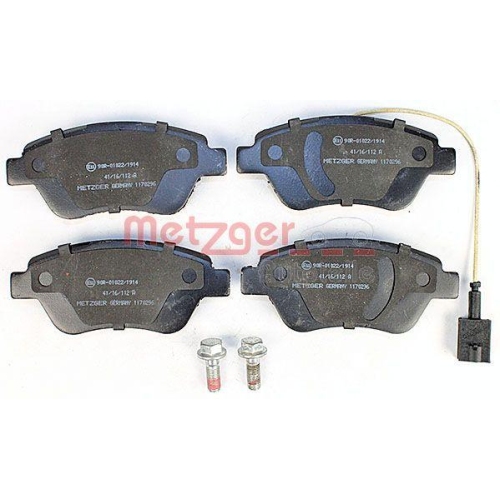Bremsbelagsatz, Scheibenbremse METZGER 1170296 f&uuml;r FIAT PEUGEOT, Vorderachse