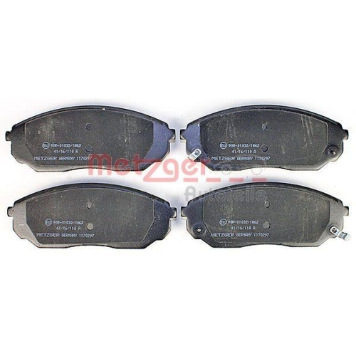Bremsbelagsatz, Scheibenbremse METZGER 1170297 f&uuml;r KIA, Vorderachse