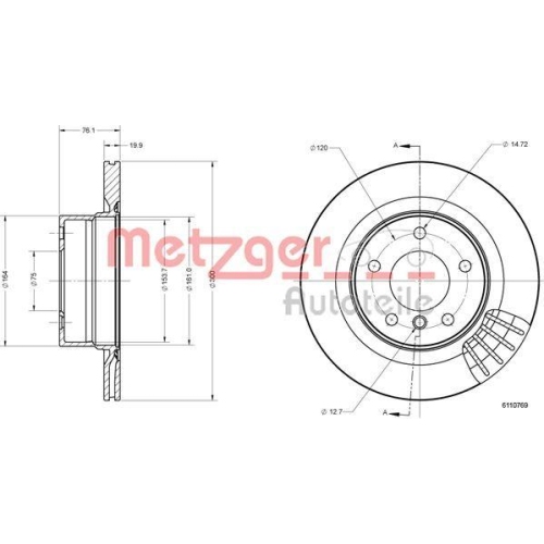 METZGER AUTOTEILE 6110769 2 St&uuml;ck Bremsscheiben f&uuml;r BMW MINI, Hinterachse