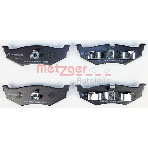 Bremsbelagsatz, Scheibenbremse METZGER 1170320 f&uuml;r CHRYSLER, Hinterachse