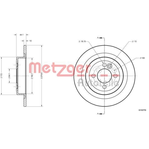 METZGER AUTOTEILE 6110770 2 St&uuml;ck Bremsscheiben f&uuml;r BMW MINI, Hinterachse