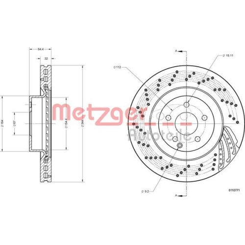 METZGER AUTOTEILE 6110771 2 St&uuml;ck Bremsscheiben f&uuml;r MERCEDES-BENZ, Vorderachse
