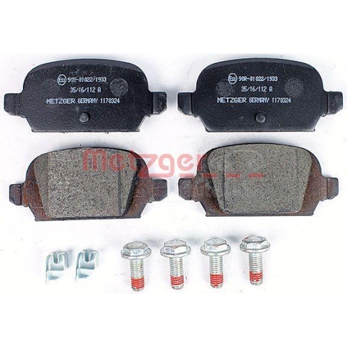 Bremsbelagsatz, Scheibenbremse METZGER 1170324 f&uuml;r OPEL, Hinterachse