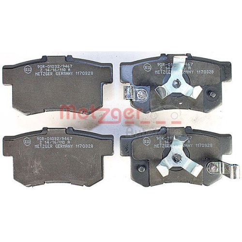 Bremsbelagsatz, Scheibenbremse METZGER 1170328 f&uuml;r HONDA, Hinterachse