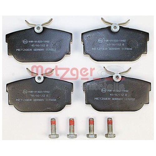 Bremsbelagsatz, Scheibenbremse METZGER 1170332 f&uuml;r VAG, Hinterachse