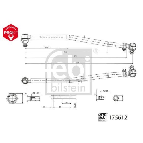FEBI BILSTEIN Lenkstange 175612 ProKit f&uuml;r MERCEDES-BENZ EVOBUS, Vorderachse